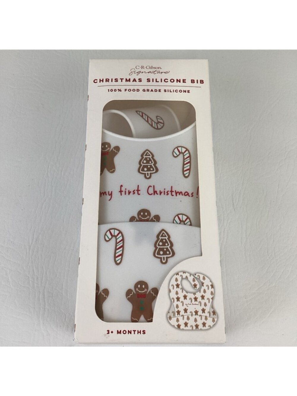 My First Christmas Silicone Baby Bib CR Gibson Signature Food Grade Gingerbread - Picture 4 of 8